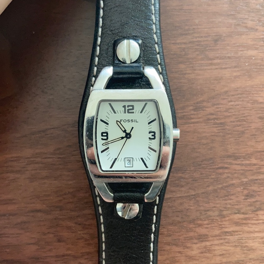 Women’s Black Cuffed Fossil Watch